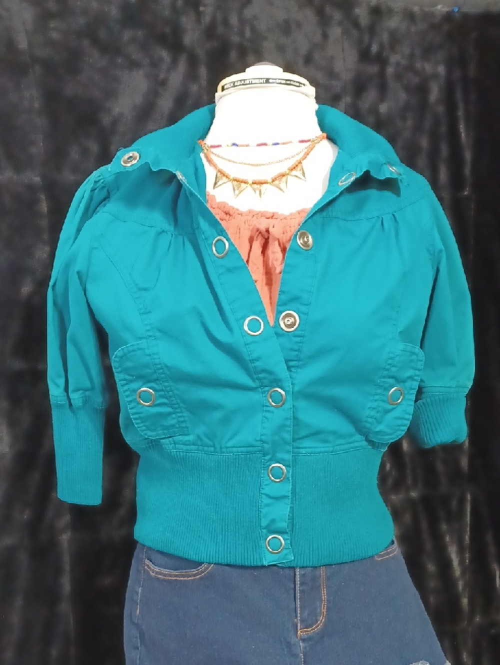Miley Cyrus & Max Azria Teal Ribbed Knit Top